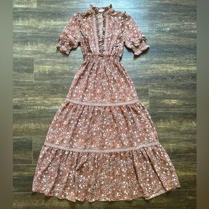 Max Studio Floral Maxi Dress - Brown and White